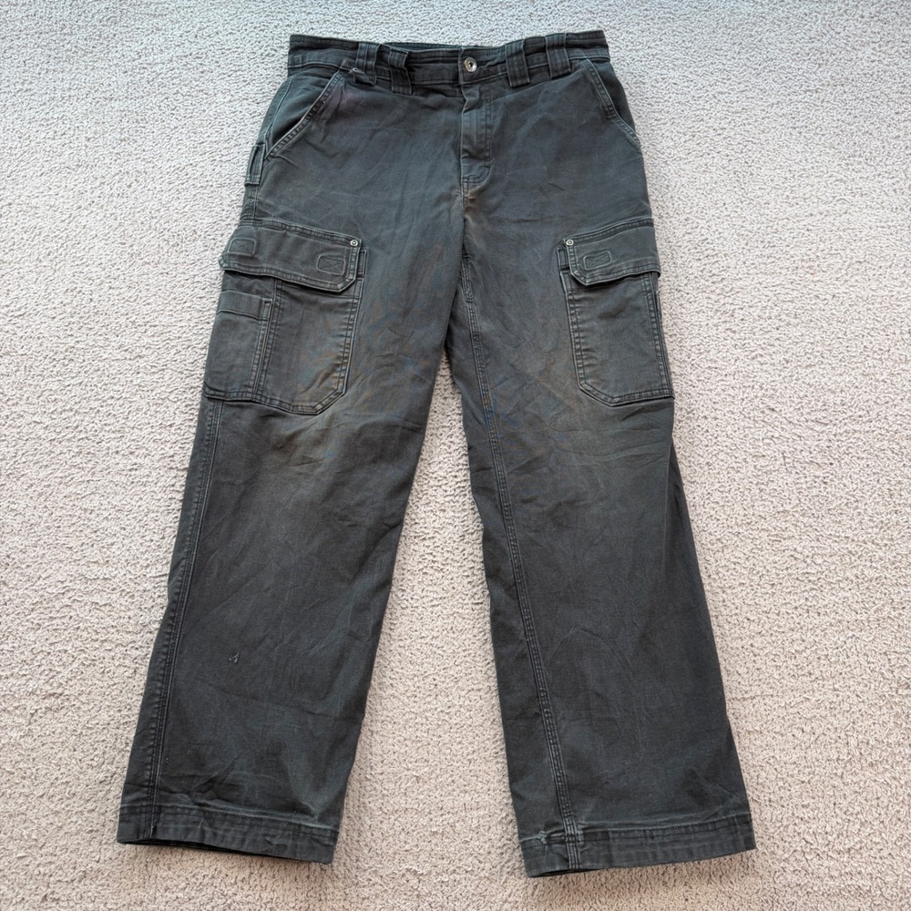 Duluth Trading Co Mens 33x30 Relaxed Fit Flex Fire Hose Cargo Work Pants Black